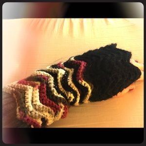 Handmade  hand warmers black cream  maroon brown